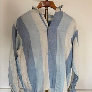 Vintage Giorgio Armani Blue and Cream Linen Shirt